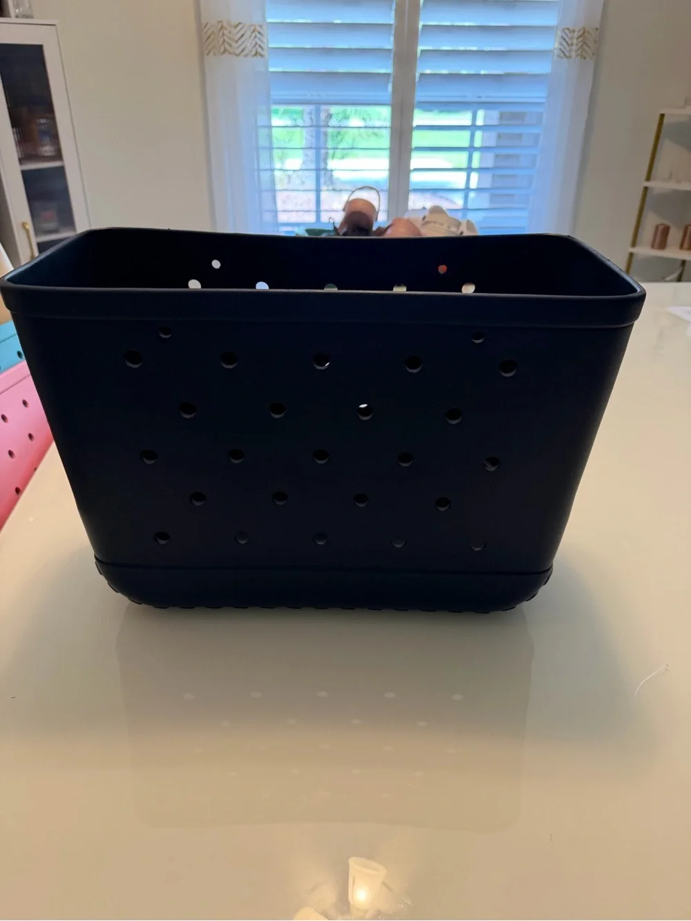 Matte Black Perforated Storage Bin - Home Accents